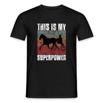 This is my Superpower Trabrennen Trabreiter Sulky - Männer T-Shirt - Schwarz - Vorne - AI Model Male 178 light (178cm)