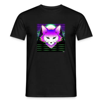 Kitsun Vaporwave Japanese Kami Vaporwave Kitsune - Men's T-Shirt - black - Front - AI Model Male 178 light (178cm)
