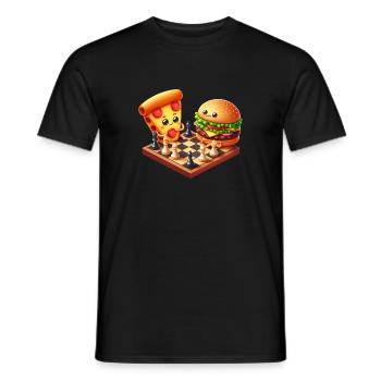 Chess, Pizza, Cheeseburger, Fast Food - Men's T-Shirt - black - Front - AI Model Male 178 light (178cm)