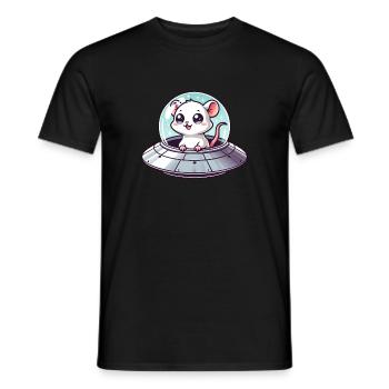 Rat and Mouse UFO Abduction - Men's T-Shirt - black - Front - AI Model Male 178 light (178cm)