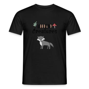 Loup forêt habitant maison clipart cadeau - T-shirt homme - noir - Devant - AI Model Male 178 light (178cm)