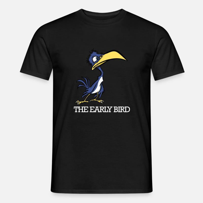Der frühe Vogel fängt den Wurm - Männer T-Shirt - Schwarz