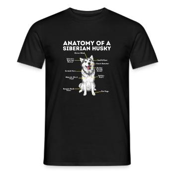 Husky Sibérien Husky anatomie de chien - T-shirt homme - noir - Devant - AI Model Male 178 light (178cm)
