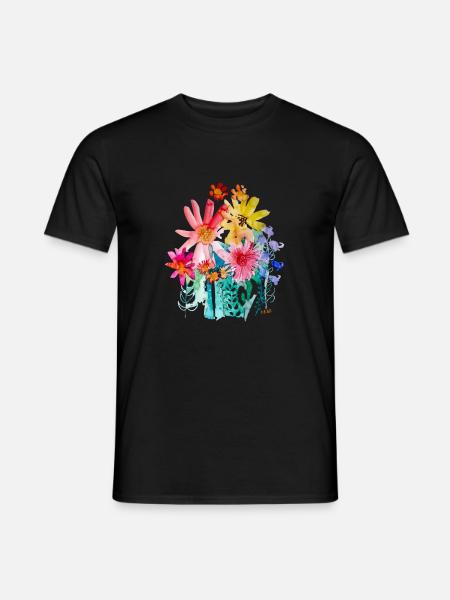 Blumenstrauß aquarell - Männer T-Shirt - Schwarz
