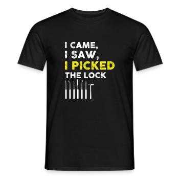 Lock Picking Locking Technician Schlossdienst Design - Men's T-Shirt - black - Front - AI Model Male 178 light (178cm)