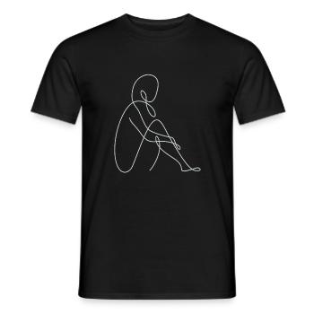 Line art female silhouette Female faces face - Men's T-Shirt - black - Front - AI Model Male 178 light (178cm)