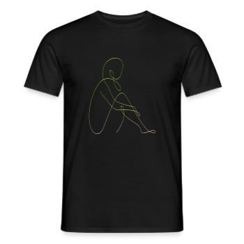 Line art female silhouette Female faces face - Men's T-Shirt - black - Front - AI Model Male 178 light (178cm)