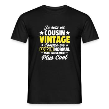 je suis un cousin vintage / cousin génial - T-shirt homme - noir - Devant - AI Model Male 178 light (178cm)