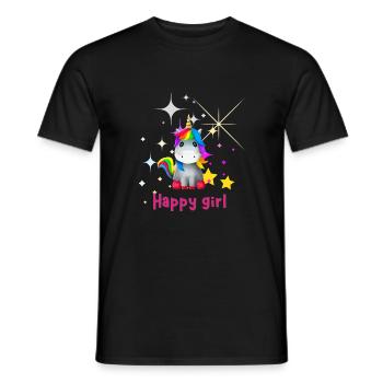 happy girl - Männer T-Shirt - Schwarz - Vorne - AI Model Male 178 light (178cm)