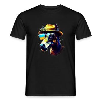 Urgent casual and cool donkey wears sunglasses - Men's T-Shirt - black - Front - AI Model Male 178 light (178cm)