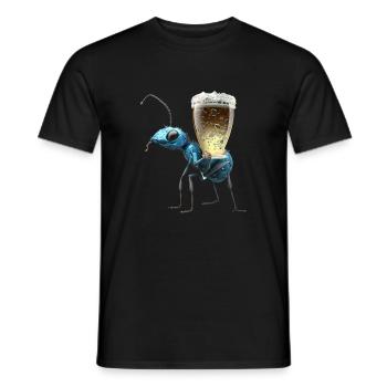 Ant transporte de la bière - T-shirt homme - noir - Devant - AI Model Male 178 light (178cm)