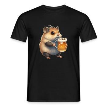 Little fat beer lover: Hamster - Men's T-Shirt - black - Front - AI Model Male 178 light (178cm)