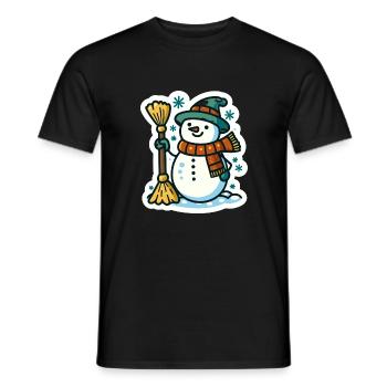 Snowman with Broom A Charming Winter Season Design - Men's T-Shirt - black - Front - AI Model Male 178 light (178cm)