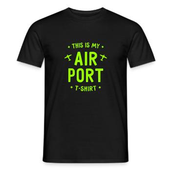 This is my Airport T-Shirt - Airport - Airplane - Men's T-Shirt - black - Front - AI Model Male 178 light (178cm)