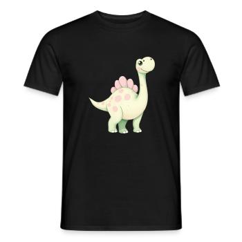 Playful Pink Dino with Flower - Men's T-Shirt - black - Front - AI Model Male 178 light (178cm)