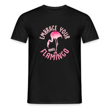 Embrassez votre flamant rose intérieur mignon oiseau rose - T-shirt homme - noir - Devant - AI Model Male 178 light (178cm)