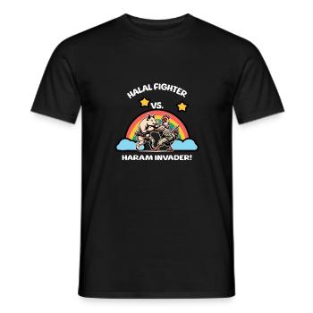 Halal Fighter: Chicken vs. Pork - Männer T-Shirt - Schwarz - Vorne - AI Model Male 178 light (178cm)