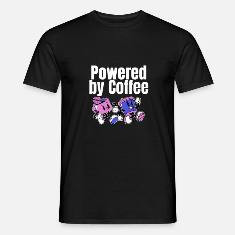 Powered by Coffee - Männer T-Shirt - Schwarz