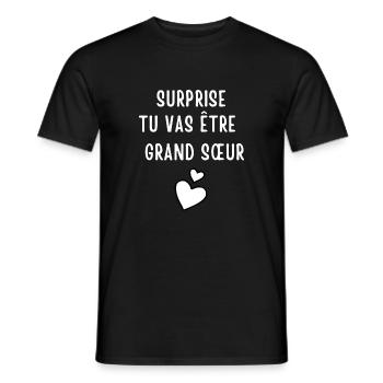 surprise tu vas etre grand sœur - T-shirt homme - noir - Devant - AI Model Male 178 light (178cm)