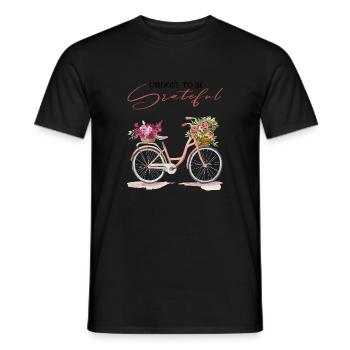 Vintage Bicycle with Flowers and Saying Shirt - Men's T-Shirt - black - Front - AI Model Male 178 light (178cm)