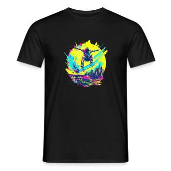 Neon Skater – Ride or Die Graffiti Style - Männer T-Shirt - Schwarz - Vorne - AI Model Male 178 light (178cm)