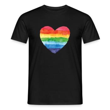pride coloré arc-en-ciel csd gay amour coeur mariage love - T-shirt homme - noir - Devant - AI Model Male 178 light (178cm)