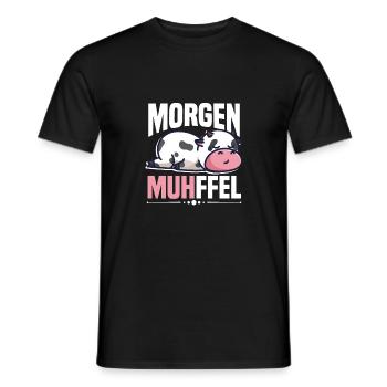 Morgenmuffel Kuh Motiv MUHffel - Männer T-Shirt - Schwarz - Vorne - AI Model Male 178 light (178cm)