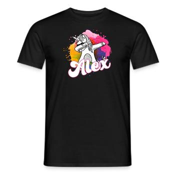 ALEX - Beautiful Boy Name with Cool Unicorn - Men's T-Shirt - black - Front - AI Model Male 178 light (178cm)