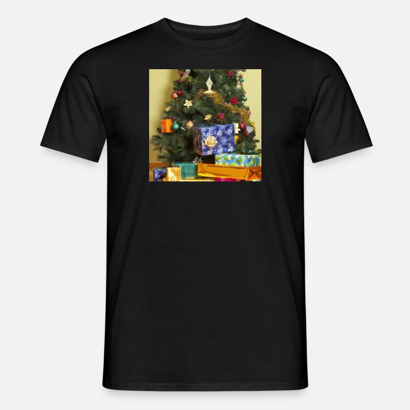 Weihnachtsbaum mit Geschenken - Männer T-Shirt - Schwarz
