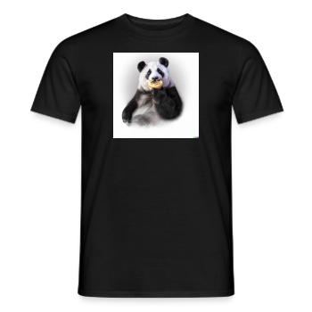 Porträt eines Pandas, der einen Donut isst - Männer T-Shirt - Schwarz - Vorne - AI Model Male 178 light (178cm)