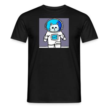 Astronauten Katze Zeichentrick - Männer T-Shirt - Schwarz - Vorne - AI Model Male 178 light (178cm)