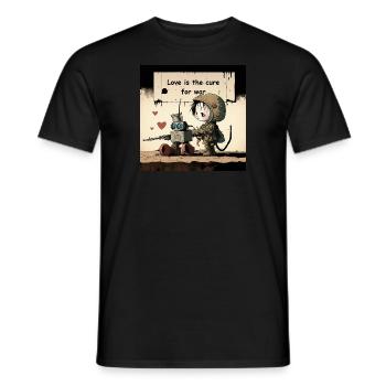 L'amour est le remède à la guerre - T-shirt homme - noir - Devant - AI Model Male 178 light (178cm)