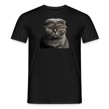 Chat suspendu écossais - T-shirt homme - noir - Devant - AI Model Male 178 light (178cm)