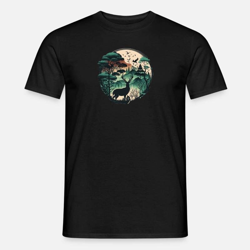 Wald mit Rehen - Männer T-Shirt - Schwarz