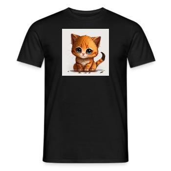 Cute kitten - Men's T-Shirt - black - Front - AI Model Male 178 light (178cm)
