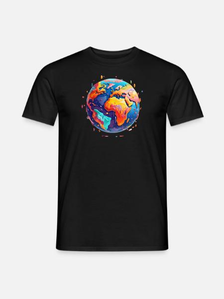 Planet Erde bunte helle Farben - Männer T-Shirt - Schwarz
