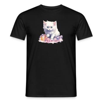 Birthstone Cat October - Men's T-Shirt - black - Front - AI Model Male 178 light (178cm)