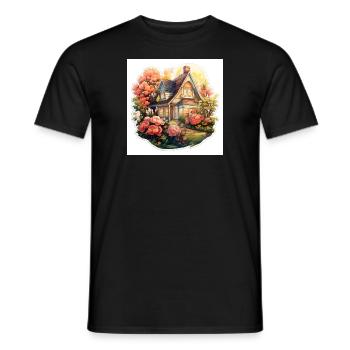 SunKissed Charm in a Summer Cottage - Männer T-Shirt - Schwarz - Vorne - AI Model Male 178 light (178cm)