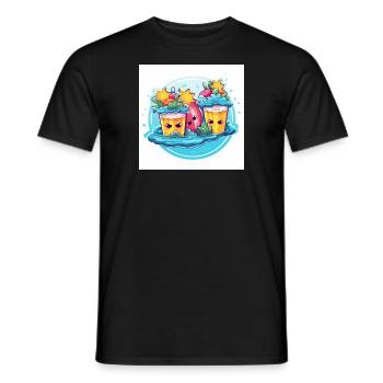 Cheerful Pool Party with Inflatable Fun - Männer T-Shirt - Schwarz - Vorne - AI Model Male 178 light (178cm)