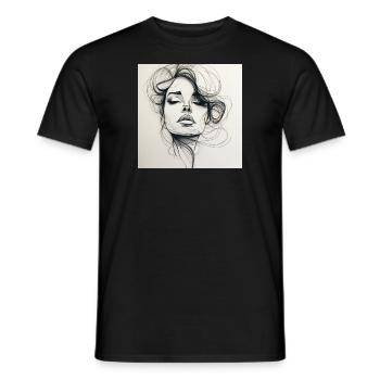 One Line Woman - Men's T-Shirt - black - Front - AI Model Male 178 light (178cm)