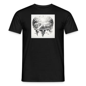 world map black and withe - Männer T-Shirt - Schwarz - Vorne - AI Model Male 178 light (178cm)