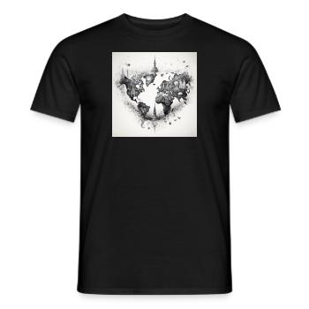 world map black and withe - Männer T-Shirt - Schwarz - Vorne - AI Model Male 178 light (178cm)