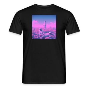 Meadow of Memories : Trio rétro nostalgique - T-shirt homme - noir - Devant - AI Model Male 178 light (178cm)