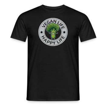 Vegan Life Happy Life Design für stolze Veganer - Männer T-Shirt - Schwarz - Vorne - AI Model Male 178 light (178cm)