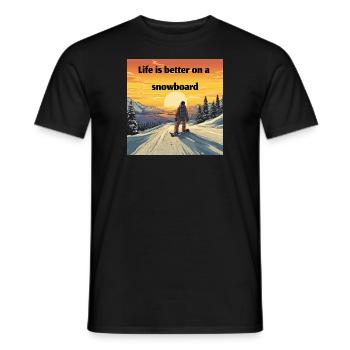 Snowboard Loving Retro Sunset Style - T-shirt homme - noir - Devant - AI Model Male 178 light (178cm)