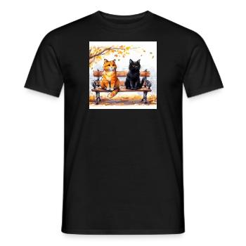 chats aux parc - T-shirt homme - noir - Devant - AI Model Male 178 light (178cm)