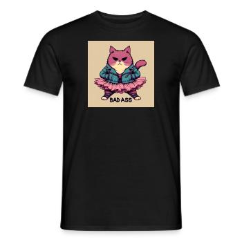 bad ass ballerina cat - T-shirt homme - noir - Devant - AI Model Male 178 light (178cm)