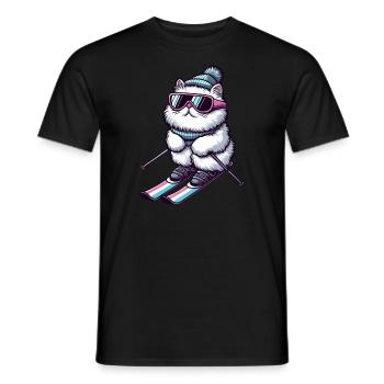 Perserkatze Skifahrer Winterzauber - Männer T-Shirt - Schwarz - Vorne - AI Model Male 178 light (178cm)