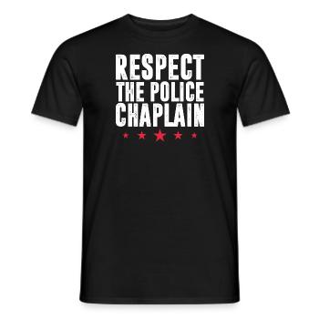 Respectez le service ministériel de l’aumônerie de la police - T-shirt homme - noir - Devant - AI Model Male 178 light (178cm)