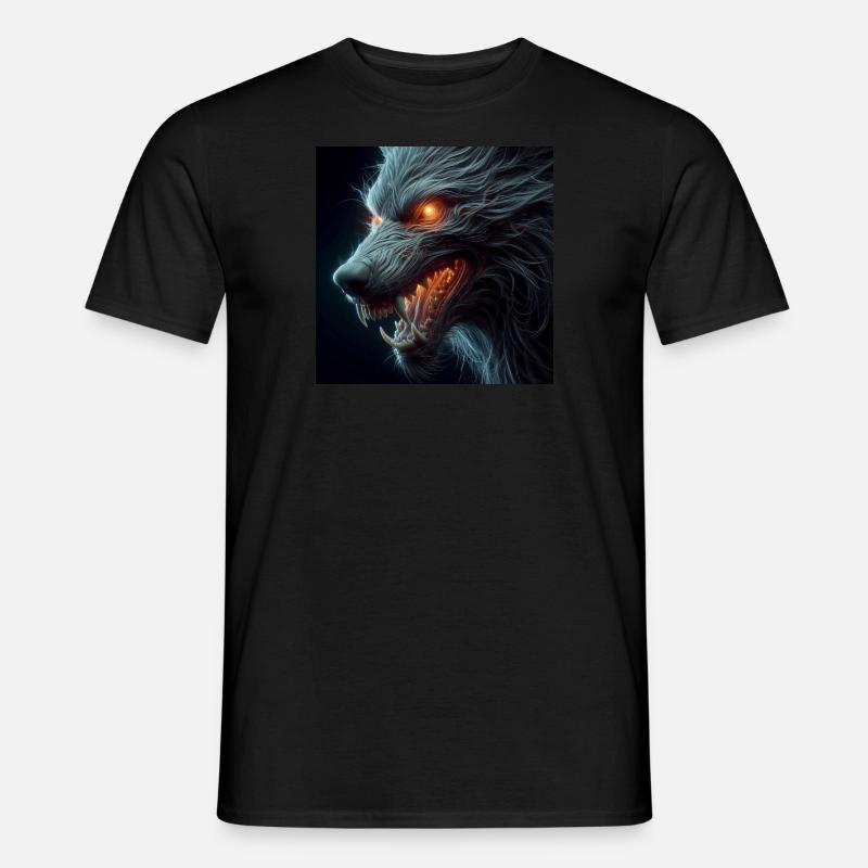 Wolf unheimlich gefährlich Hyperrealismus 3 D - Männer T-Shirt - Schwarz